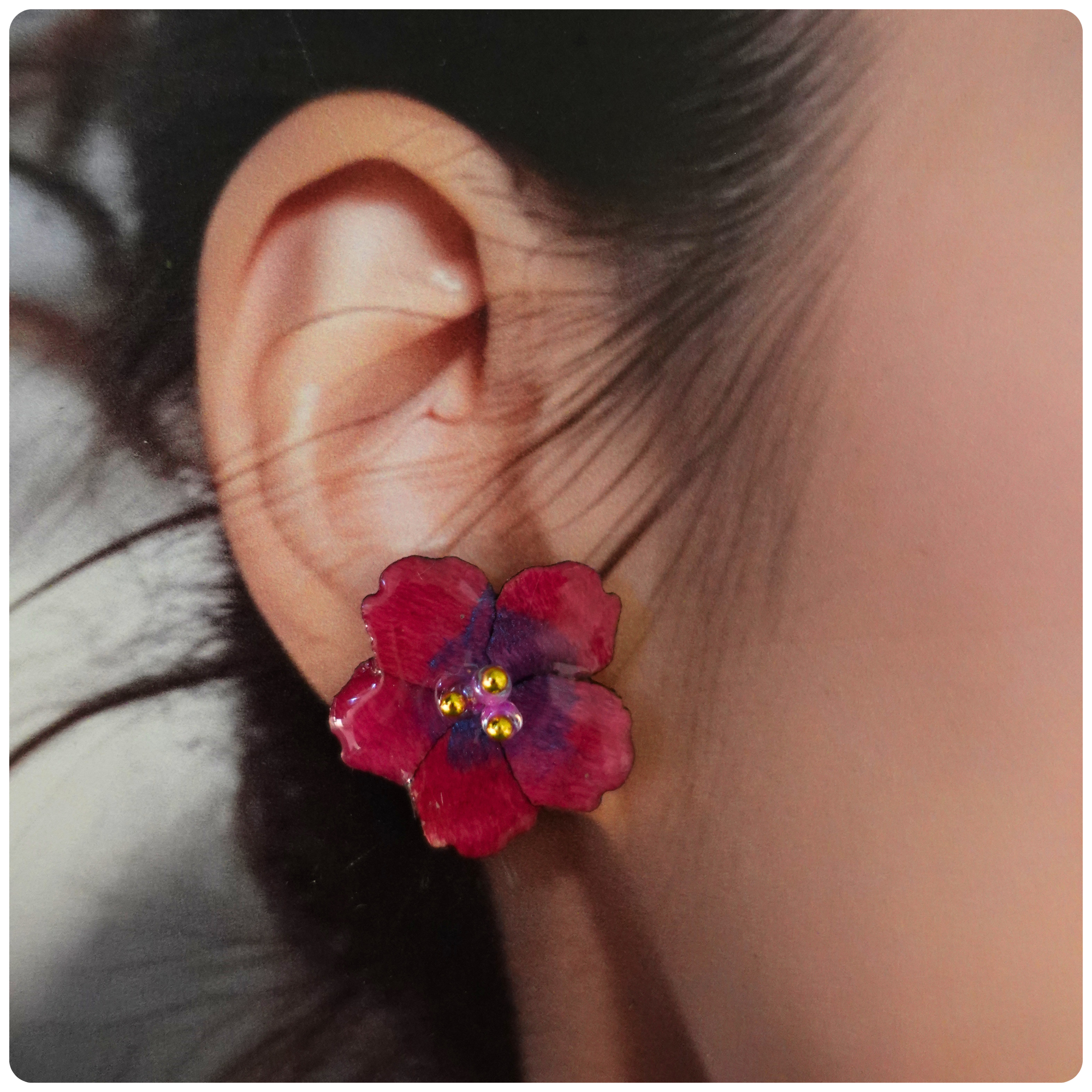 Boucles d'oreilles Rose Sakura en bois – Inspirées des fleurs de cerisier japonais