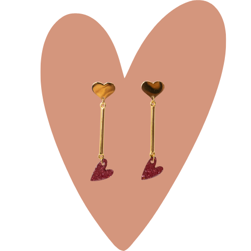 Boucles Roșie Rose à paillettes