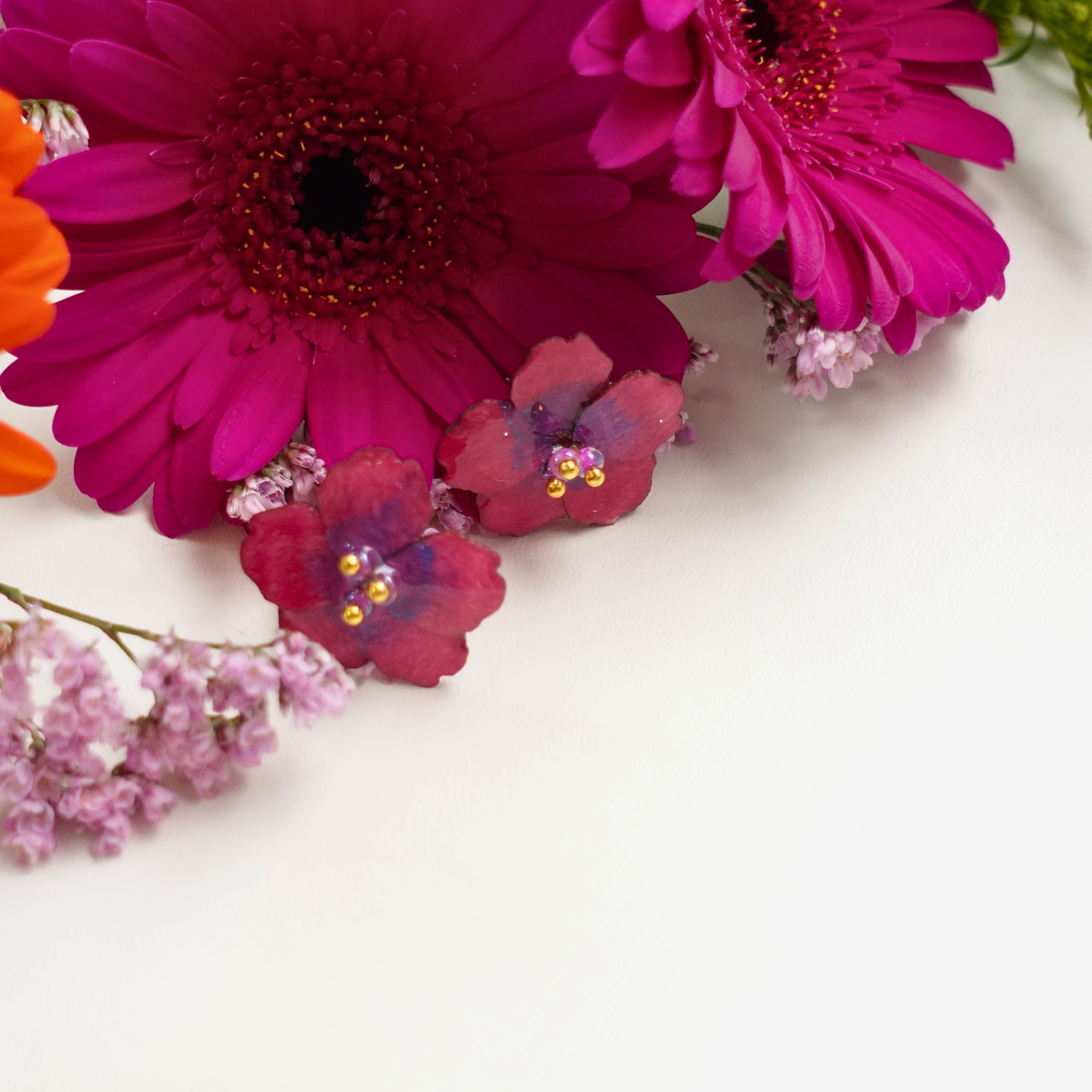 Boucles d'oreilles Rose Sakura en bois – Inspirées des fleurs de cerisier japonais