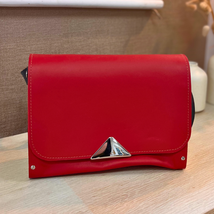 Sac en cuir et bois - Framboise