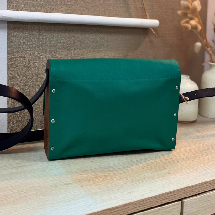 Sac en cuir et bois - Vert