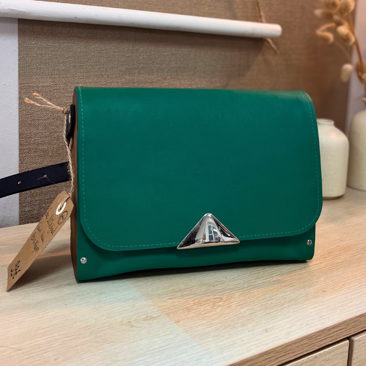 Sac en cuir et bois - Vert