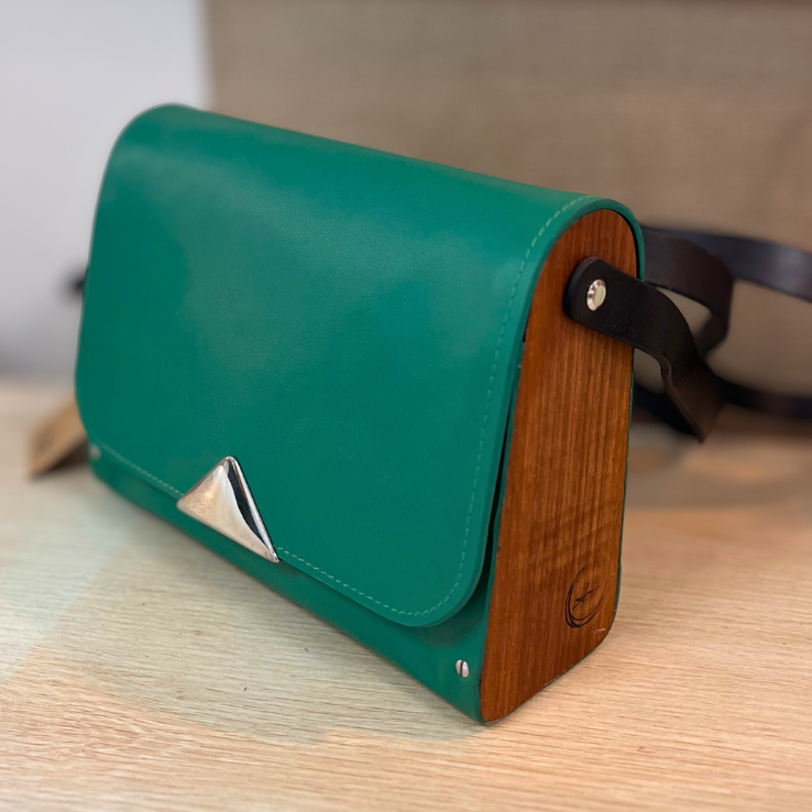 Sac en cuir et bois - Vert