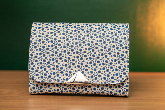 Sac en cuir et bois Blanc et Bleu