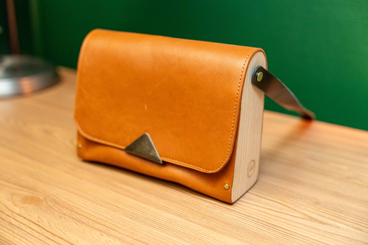 Sac en cuir et bois Cognac